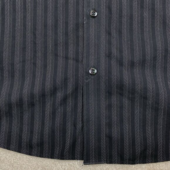 7 Diamonds Shirt Men XXL Button Up Long Sleeve Black Striped - Picture 4 of 14